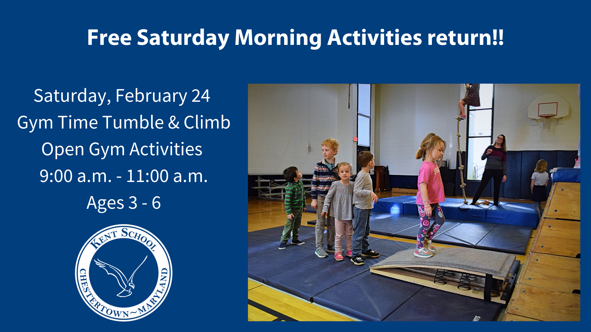 Kent School Saturday Series for Children: Gym Time Tumble and Climb